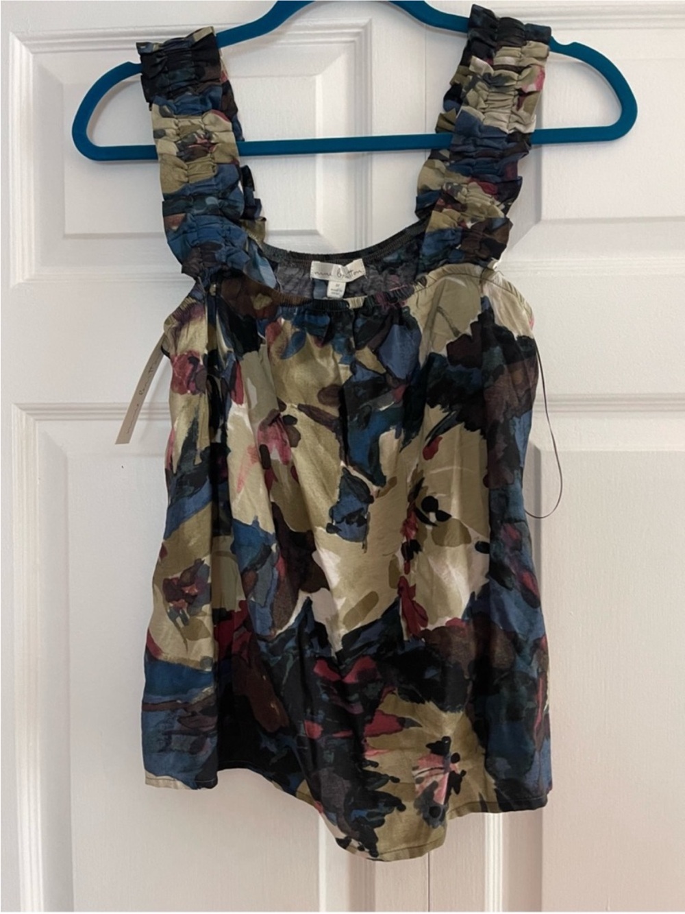 nine britton Floral Ruffle Straps Camisole in Olive, Blue & Black